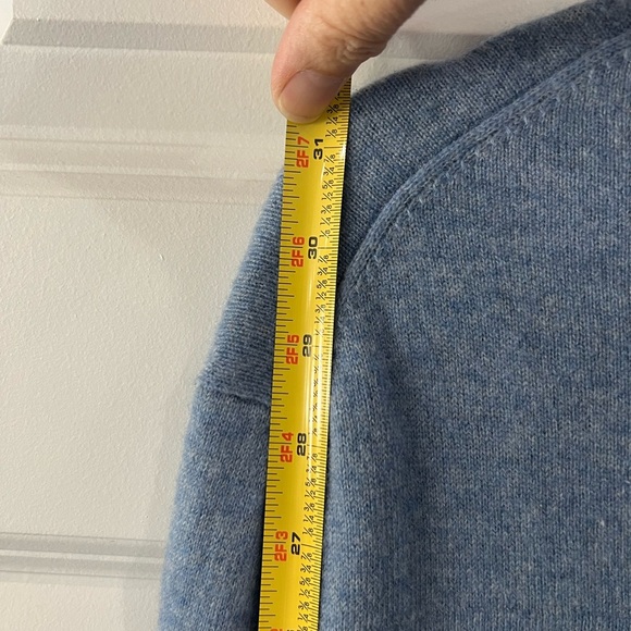 Men's 100% Cashmere Crew Neck Sweater Size L Slate Blue Luxury Academia Preppy - Picture 5 of 7